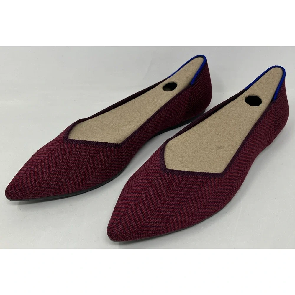Rothy's‎ US Size 8.5 Point Cabernet Burgundy Herringbone Knit Ballet Flats